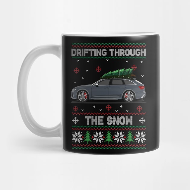 Funny Xmas Ugly Sweater - Drifting through the Snow - RS6 Car by Automotive Apparel & Accessoires